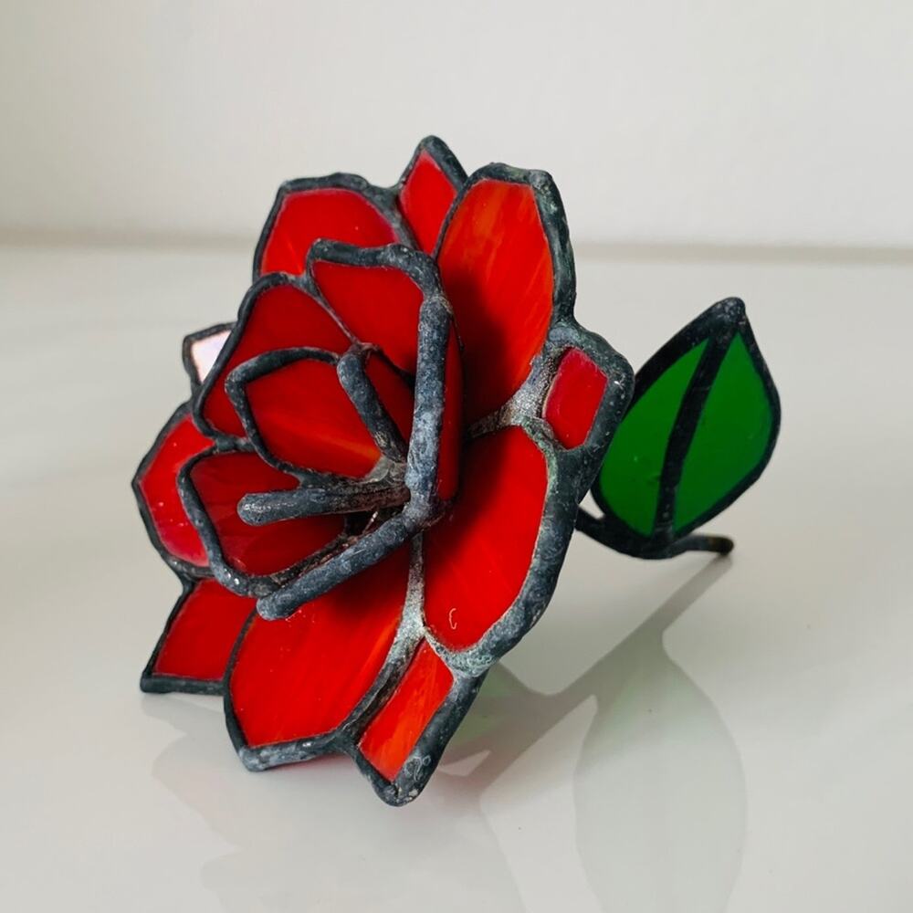 Vintage 3D Stained Glass Rose